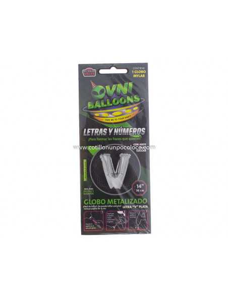 OVN-SL1 14" GLOBO METAL PLATA LETRA V x1
