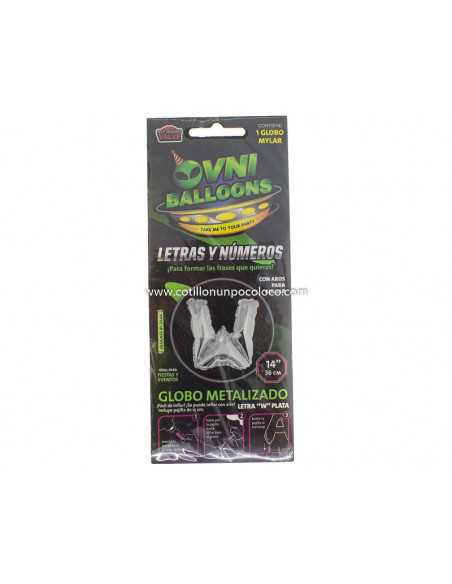 OVN-SL1 14" GLOBO METAL PLATA LETRA W x1
