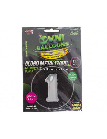 OVN-SL1 34" GLOBO PLATEADO NUMERO 1 x1 METALIZADOS