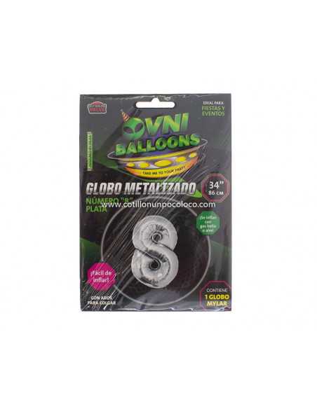 OVN-SL1 34" GLOBO PLATEADO NUMERO 8 x1 METALIZADOS