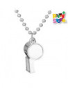 COLLAR DE CUENTAS CON SILBATO 80cm PLATEADO AC176