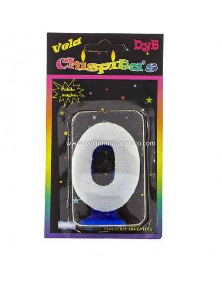 VELA NUMEROTE BRILLO CELESTE 0