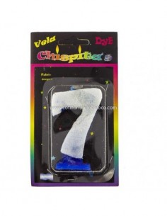 VELA NUMEROTE BRILLO CELESTE 7