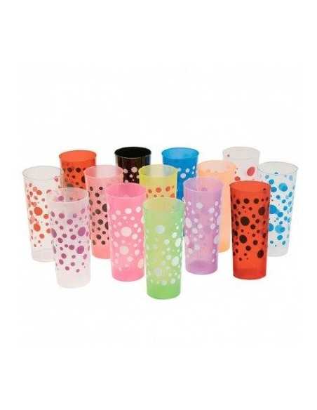 TRAGO LARGO LUNARES PLASTICO 280CC x1 CELESTE CON BLANCO