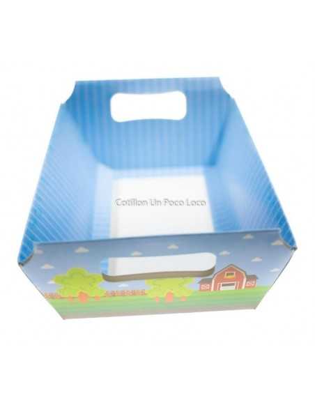 Cesta Rectangular C/asa De Carton Animales De La Granja X 6u